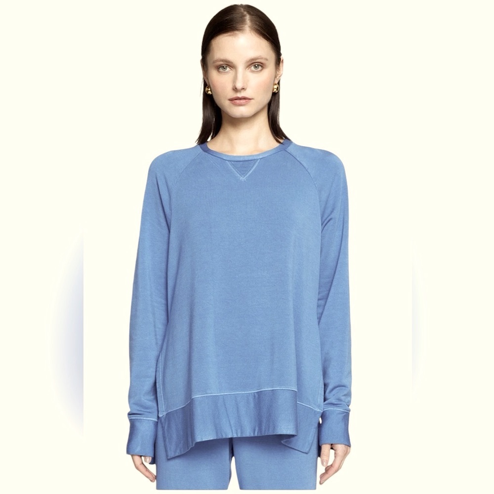 Stateside Softest Fleece Raglan Side Slit Sweatshirt in Club Blue Size XS